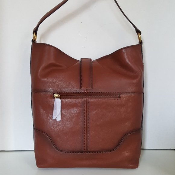 New Frye Leather Brown Ring Hobo Tote Shoulder Bag - Picture 4 of 8